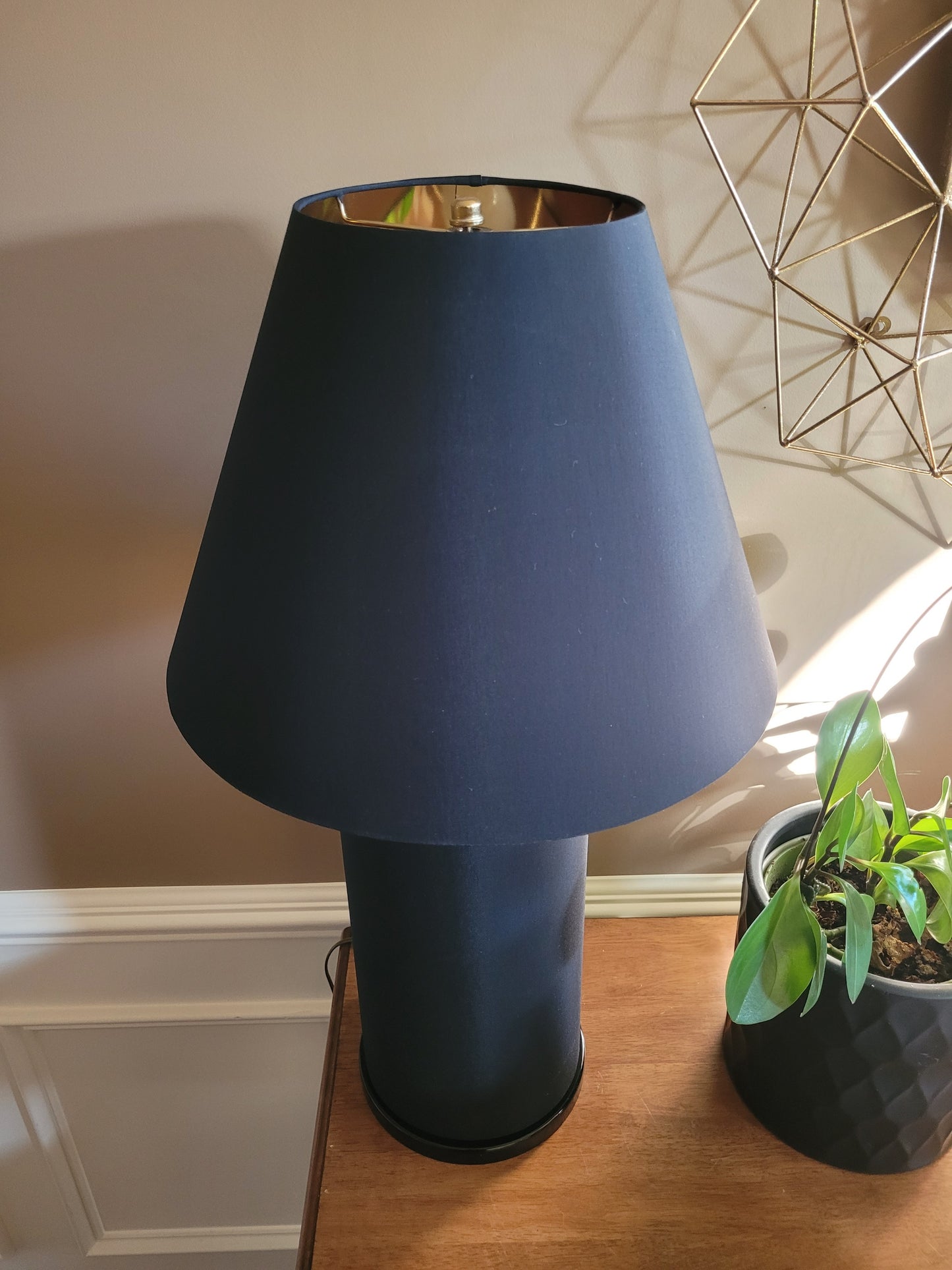 POP Table Lamp with Black Silky/Gold Coolie Lamp Shade