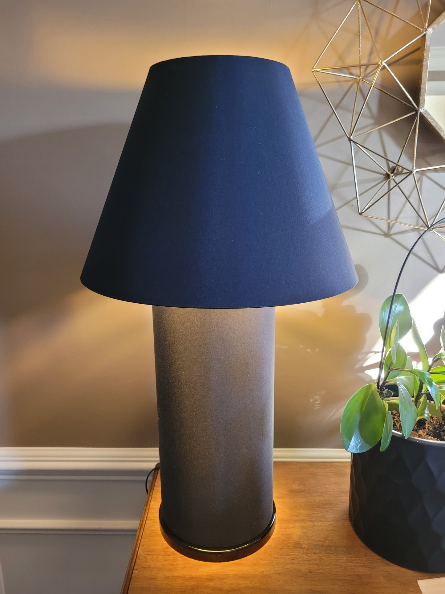 POP Table Lamp with Black Silky/Gold Coolie Lamp Shade